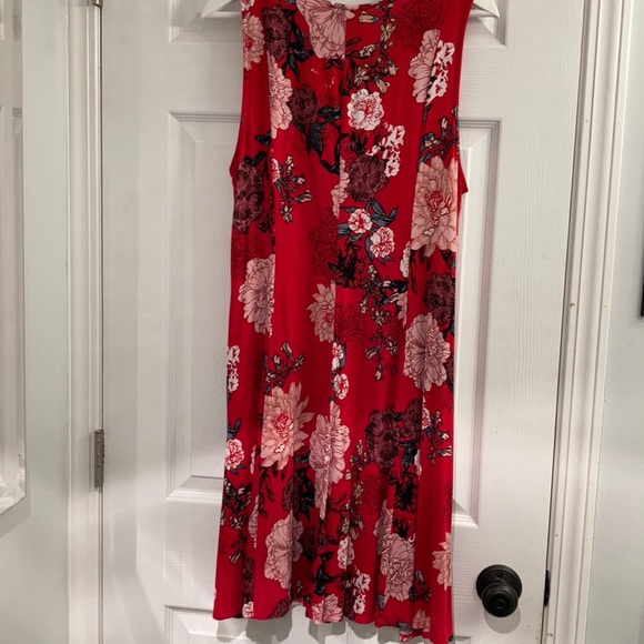 EUC PREMISE Red Floral V-Neck Dress-Sz. L - Picture 2 of 4